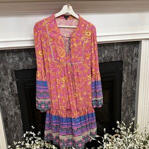 Coco + Carmen Pink and Yellow Paisley Dress